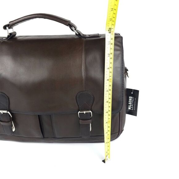 NWT Wilsons Leather Laptop Bag Briefcase Crossbody Convertible Brown Classic - Picture 3 of 14